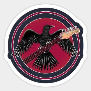 Black Raven and strat guitar Sticker